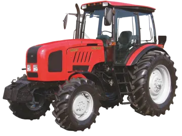 a red tractor on a white background