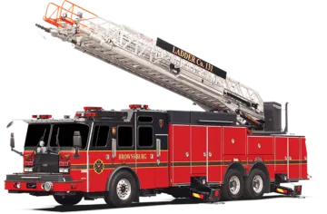 a red fire truck with a ladder on top