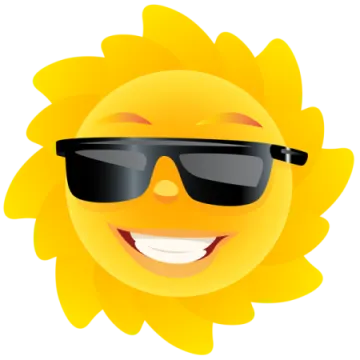 a smiling sun wearing sunglasses