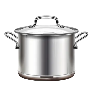 a stainless pot with lid and handle