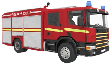 a red fire truck on a white background