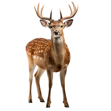 a deer standing in front of a white background