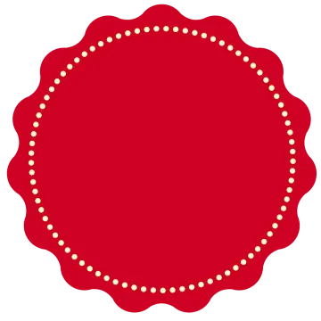 a red circle with pearls on it