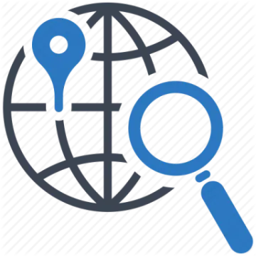 a magnized icon with the word search on it
