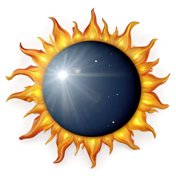 a sun with flames in the center of it