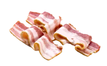 bacon strips on a white background
