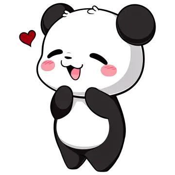 a cartoon panda bear with a heart on his chest