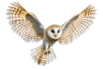 a barn owl flying in the air
