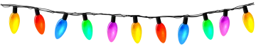 a string of multi colored lights on a white background