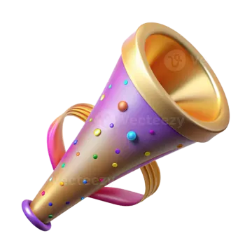 an illustration of a purple and gold megaphone