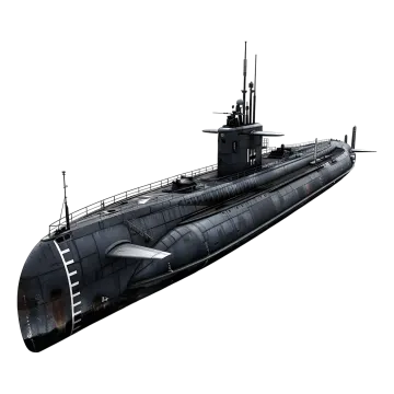 a black submarine on a white background
