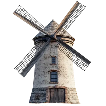 an old windmill on a white background
