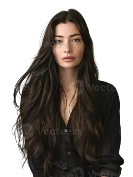 a beautiful young woman with long brown hair