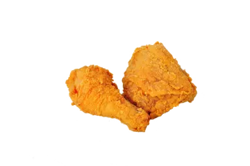 a piece of fried chicken on a white background
