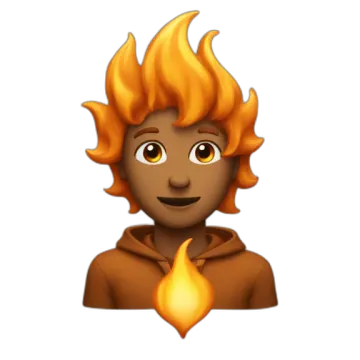 a cartoon character with a fire on his head