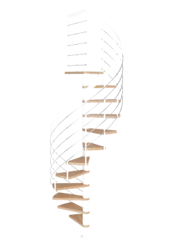 a spiral staircase made out of wood and metal