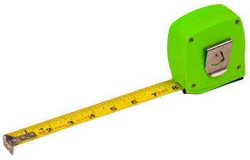 a green measuring tape on a white background