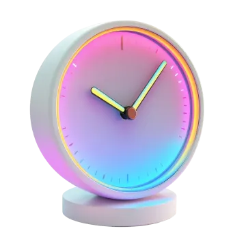 a clock with neon lights on it