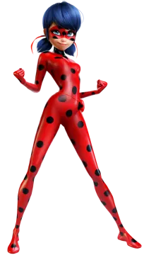 a lady in a red and black costume