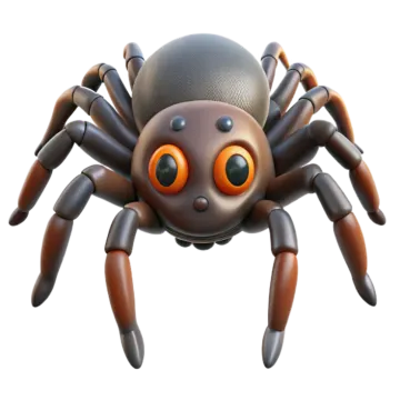 a cartoon spider with orange eyes