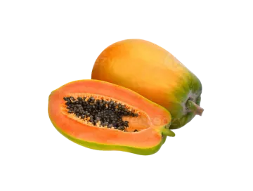 two papas cut in half on a white background