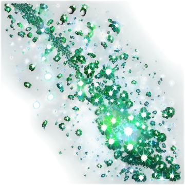 a white background with lots of green crystals