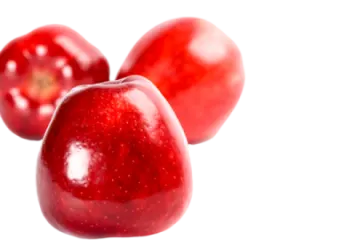 three red apples on a white background