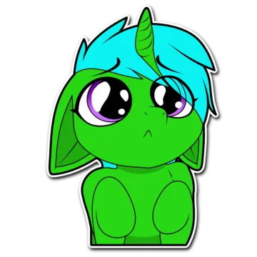 a green pony with blue hair and big eyes