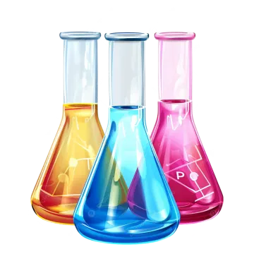 three test tubes filled with colorful liquids