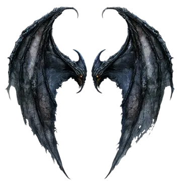a pair of black dragon wings