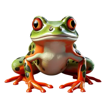 a frog sitting on top of a white surface