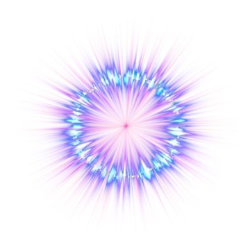 a blue and pink star burst on a white background