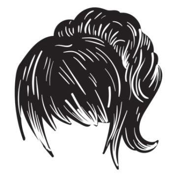 a black and white drawing of a woman's hair