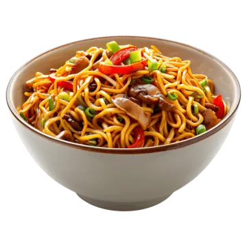 a bowl filled with noodles and vegetables