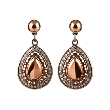 a pair of rose gold and diamond earrings