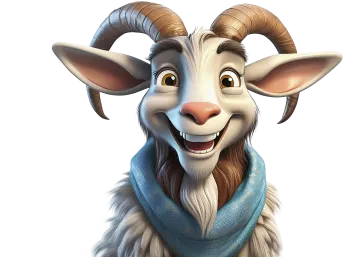 a goat with a scarf around its neck
