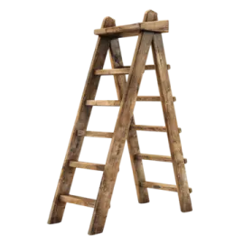 a wooden ladder on a white background