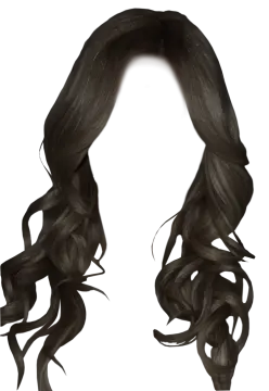 a woman with long black hair on her head