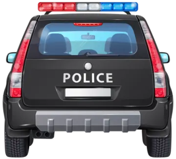 a police car with its lights on