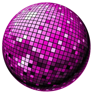 a purple disco ball on white background