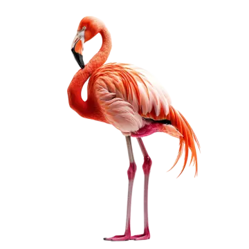 a pink flaming standing on its hinds
