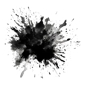 a black ink splash on a white background