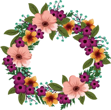a wreath with flowers and leaves