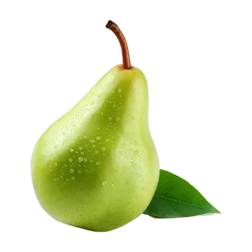a green pear with water droplets on it
