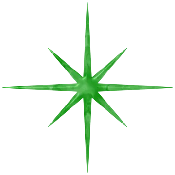 a green star on a white background