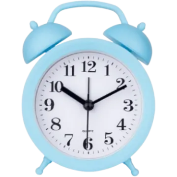 a blue alarm clock on a white background
