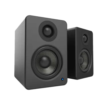 a pair of speakers on a white background