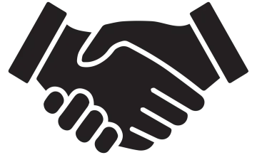 a black and white image of two hands shaking
