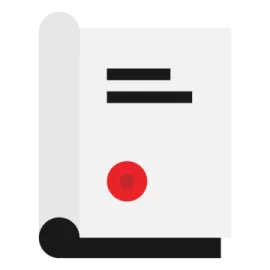 a white paper with a red dot on it