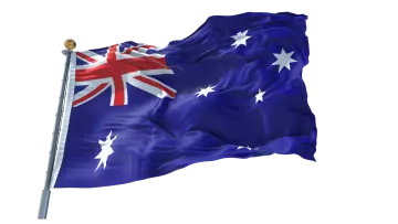 an australian flag flying in the wind